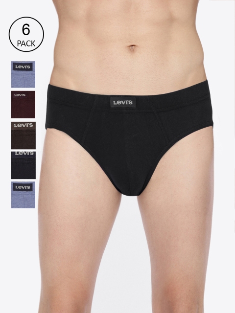 

Levis Men Pack Of 6 Black & Blue Solid Briefs