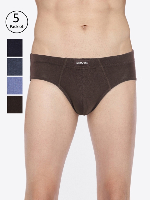 

Levis Men Pack of 5 Pure Cotton Solid Briefs, Blue