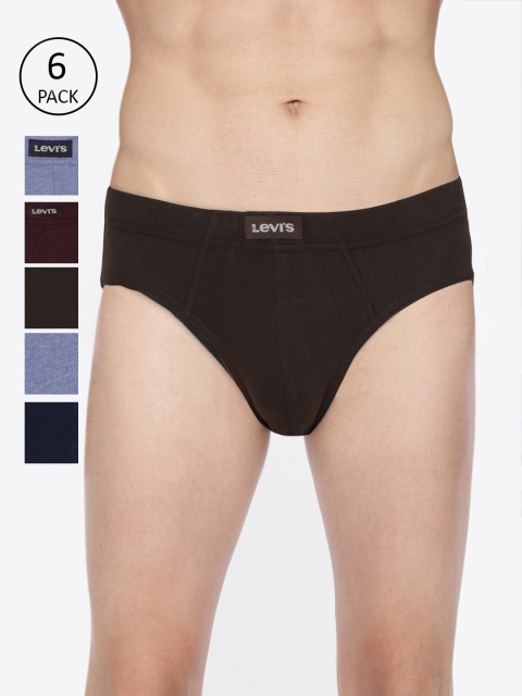 

Levis Men Pack of 6 Pure Cotton Solid Briefs, Blue