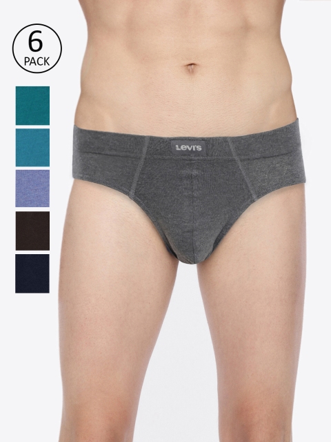 

Levis Men Pack of 6 Pure Cotton Solid Briefs, Blue