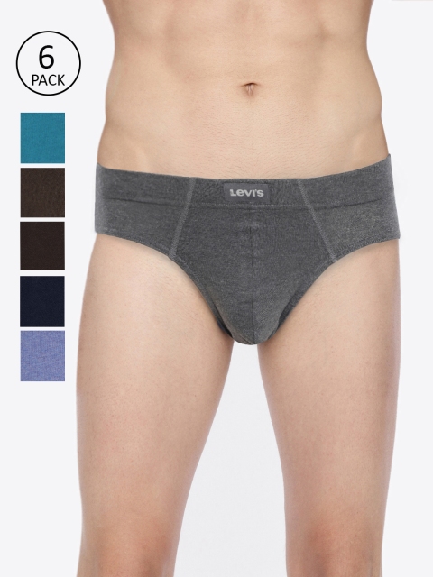 

Levis Men Pack of 6 Solid Briefs, Blue