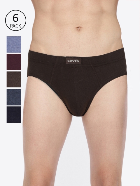 

Levis Men Pack of 6 Pure Cotton Solid Briefs, Blue