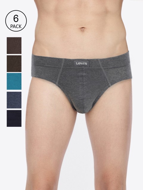 

Levis Men Pack of 6 Pure Cotton Solid Briefs, Navy blue