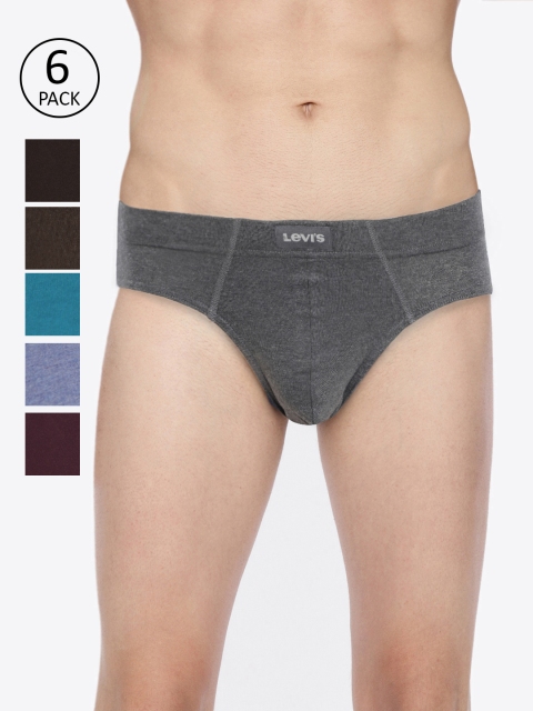

Levis Men Pack of 6 Pure Cotton Solid Briefs, Blue