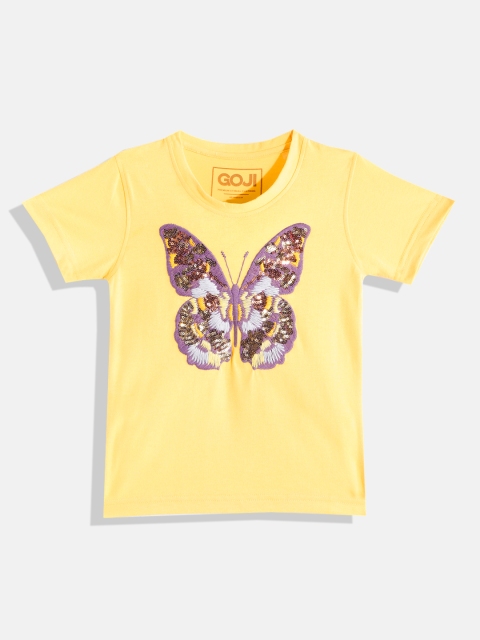 

GOJI Girls Yellow Embroidered T-shirt