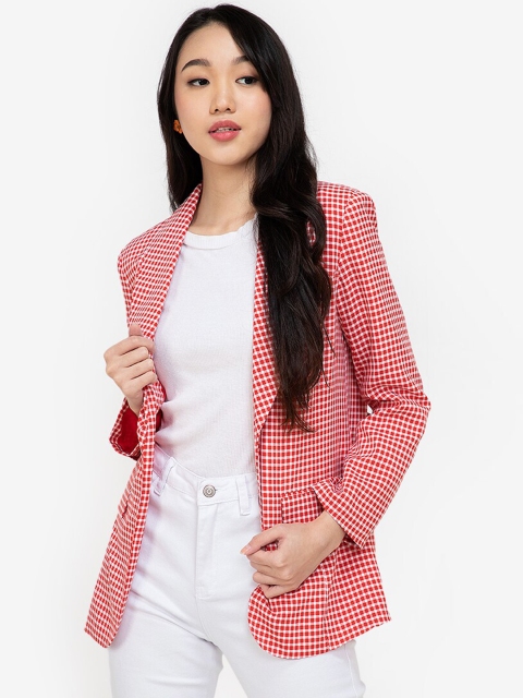 

ZALORA BASICS Women Multi Coloured Checked Blazer