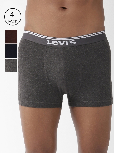 

Levis Men Pack of 4 Solid Trunks, Charcoal
