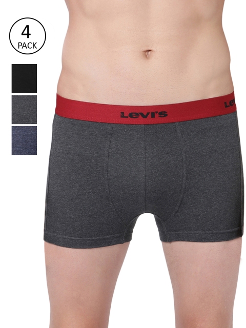 

Levis Men Pack of 4 Solid Trunks, Charcoal