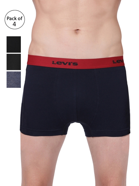 

Levis Men Pack of 4 Solid Trunks, Black