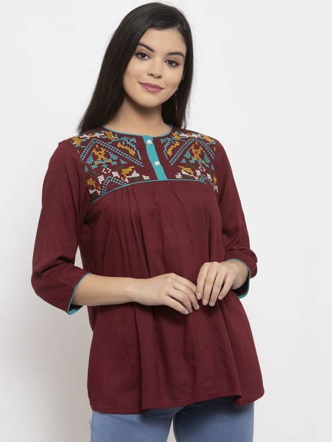 

Aujjessa Brown Geometric Embroidered Kurti