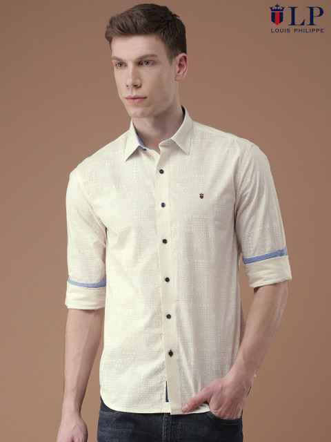 

Louis Philippe Sport Men Cream Printed Slim Fit Casual Shirt