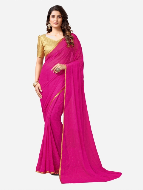 

SIRIL Rose & Gold-Toned Embellished Zari Taant Saree