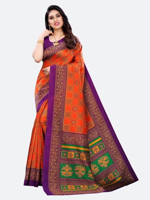 

SIRIL Orange & Purple Ethnic Motifs Patola Saree