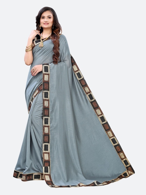 

SIRIL Grey-Toned & Black Embellished Saree, Silver
