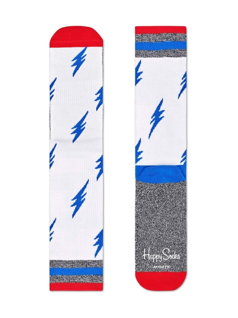 

Happy Socks White & Grey Patterned Cotton Above Ankle-Length Socks