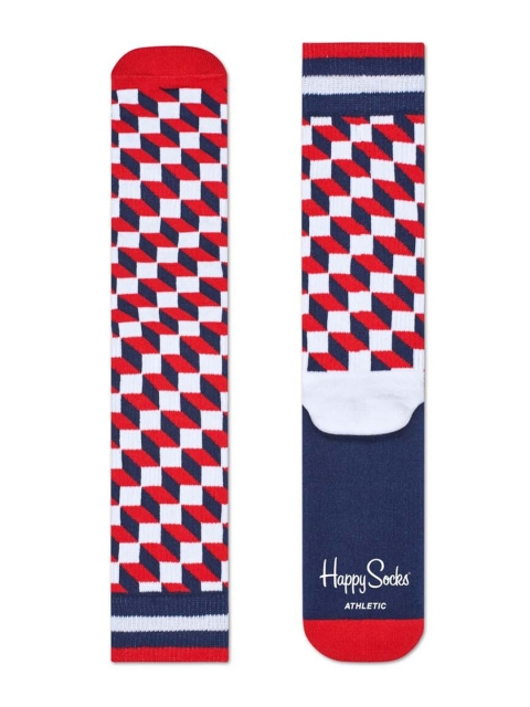 

Happy Socks Red & White Patterned Cotton Above Knee-Length Socks