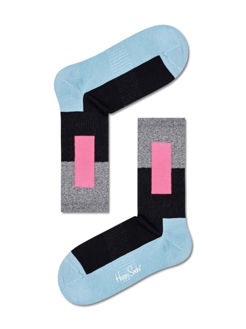 

Happy Socks Blue & Black Patterned Calf-Length Crew Socks