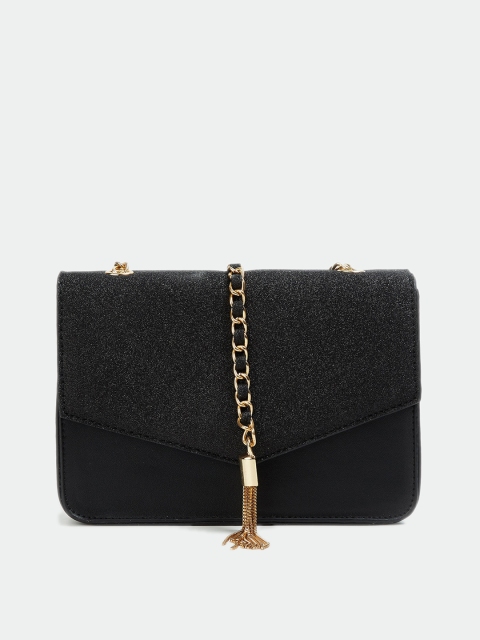 

CODE by Lifestyle Black Textured Structured Sling Bag