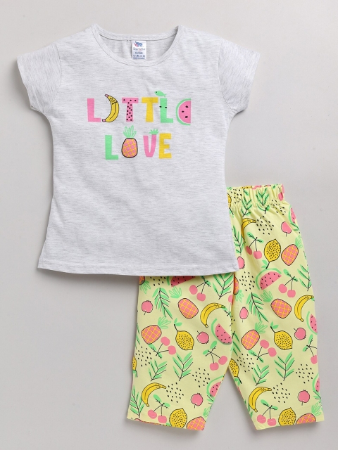 

Dear to Dad Girls Yellow Printed T-shirt with Capris