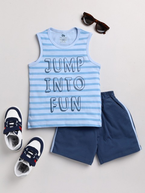 

Dear to Dad Boys Blue Printed T-shirt with Shorts