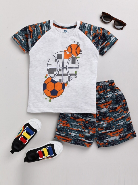 

Dear to Dad Boys Grey & Blue Printed Pure Cotton T-shirt with Shorts