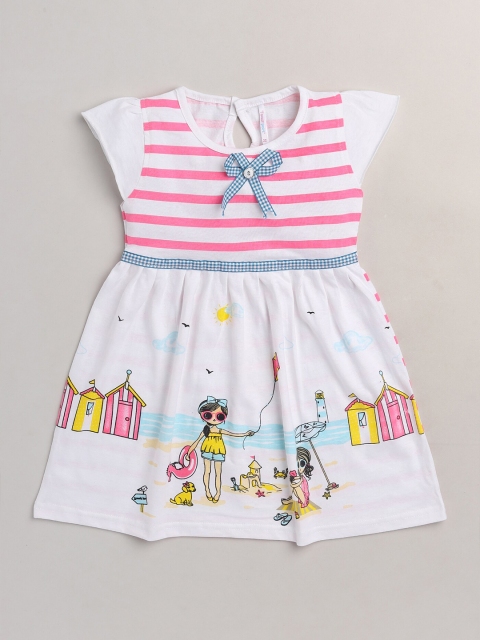 

Toonyport Girls White & Pink Printed Dress