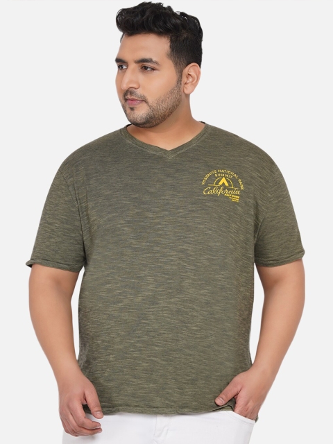 

Santonio Men Olive Green V-Neck T-shirt