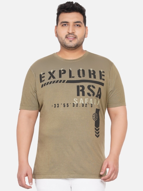 

Santonio Men Beige Typography Printed Raw Edge T-shirt