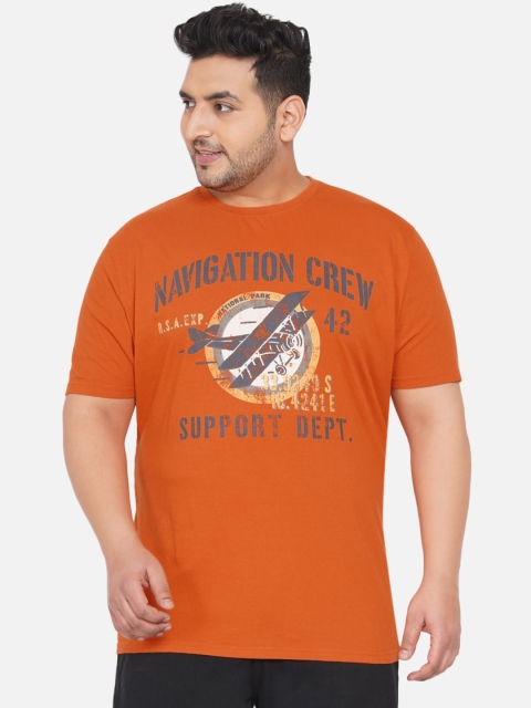 

Santonio Men Orange Printed Applique T-shirt