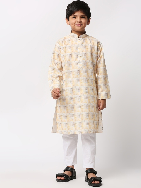

MEWAR Boys Multicoloured Abstract Printed Cotton Blend Kurta Set, Multi