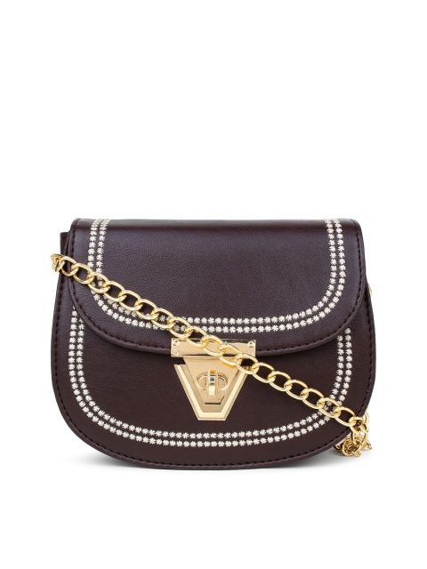 

LEGAL BRIBE Brown Colourblocked PU Structured Sling Bag