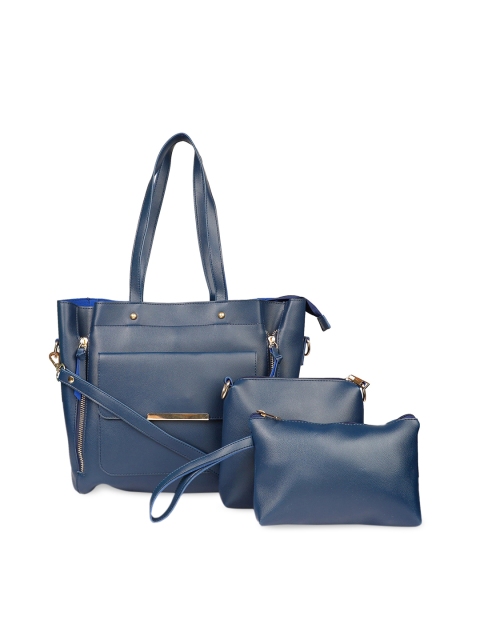 

LEGAL BRIBE Blue PU Structured Shoulder Bag with Tasselled