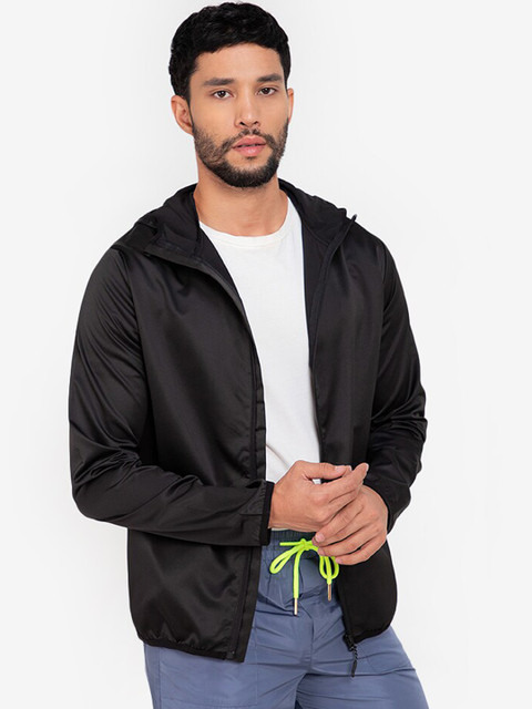 

ZALORA ACTIVE Men Black Bomber Hooded Windbreaker Jacket
