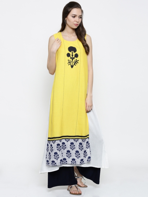 

RANGMANCH BY PANTALOONS Women Yellow Printed A-Line Kurta