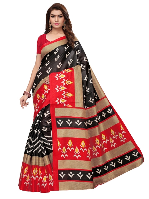 

Yashika Black & Red Ethnic Motifs Art Silk Saree