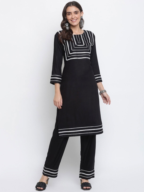 

Lagashi Women Black Printed Kurta with Trousers