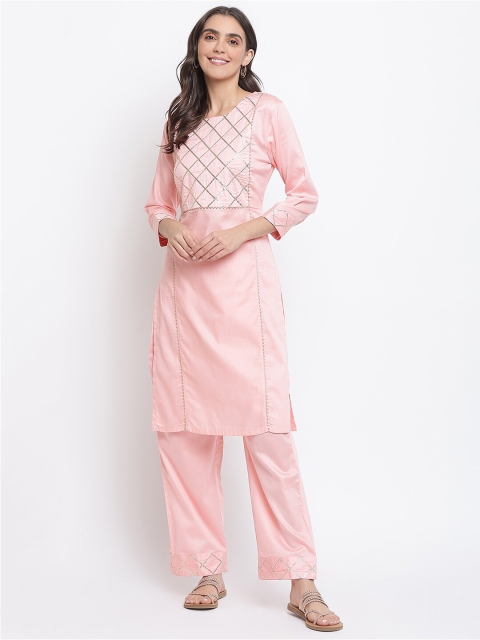 

Lagashi Women Pink Yoke Design Gotta Patti Kurta with Salwar