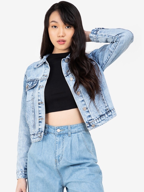 

ZALORA BASICS Women Blue Denim Trucker Jacket