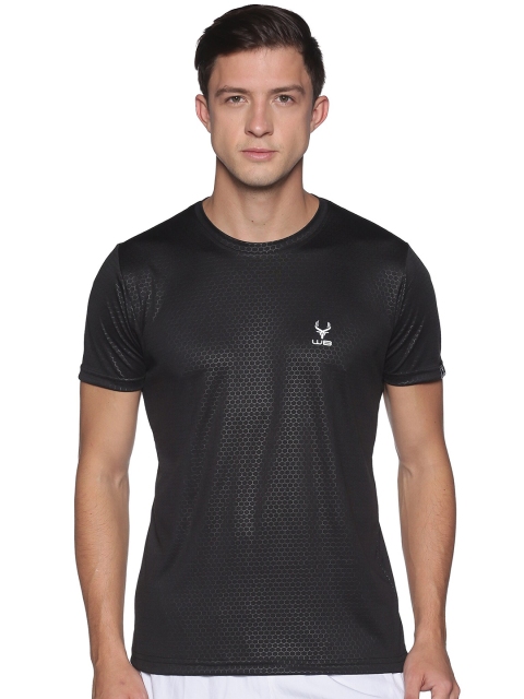 

Wildbrocket Men Black Slim Fit Training or Gym T-shirt
