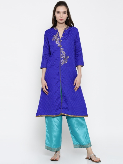 

TRISHAA BY PANTALOONS Blue A-Line Kurta with Palazzo Trousers