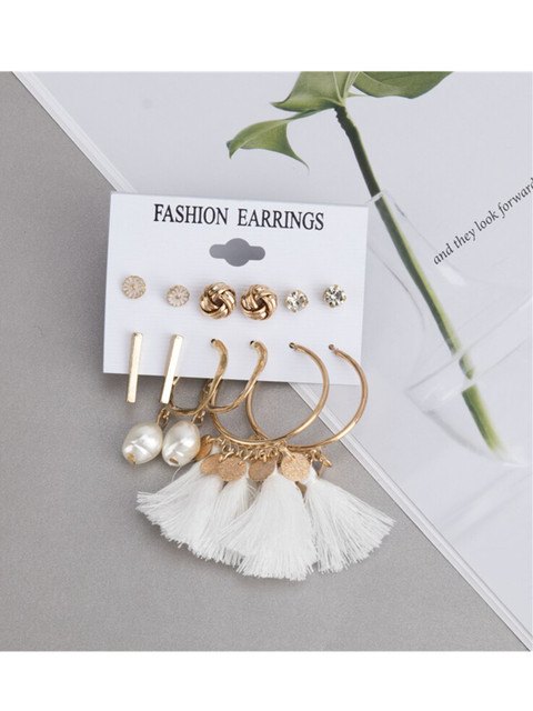 

ANNA CREATIONS Gold-Toned Contemporary Studs Earrings