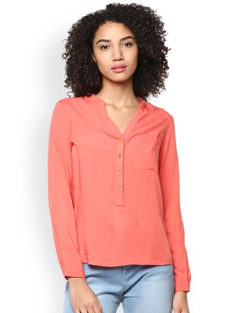 

Harpa Coral Orange Shirt-Style Top