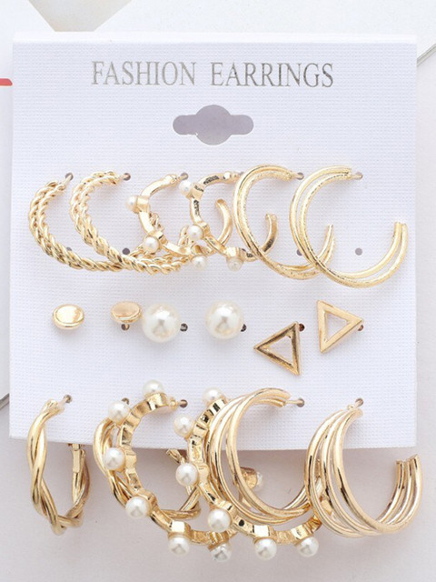 

ANNA CREATIONS Gold-Toned Contemporary Studs Earrings