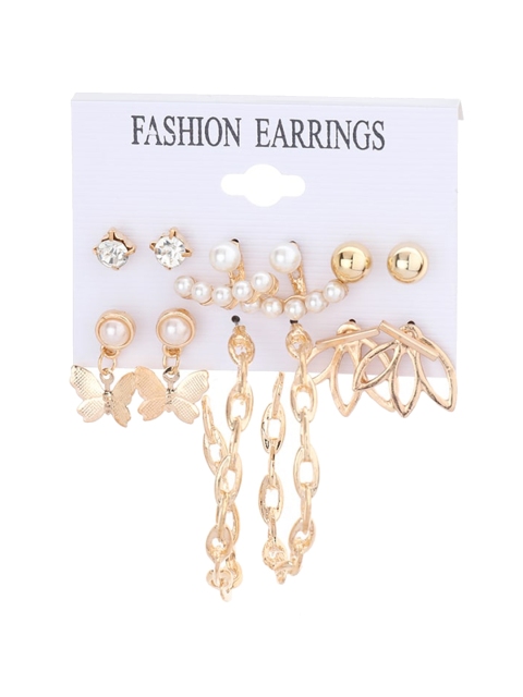 

ANNA CREATIONS Gold-Toned Contemporary Studs Earrings