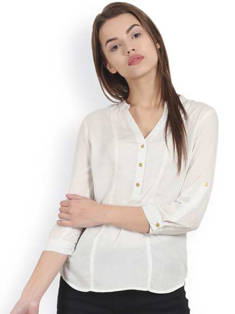 

Harpa White Shirt-Style Top