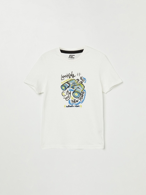 

Fame Forever by Lifestyle Boys White Printed Pure Cotton T-shirt