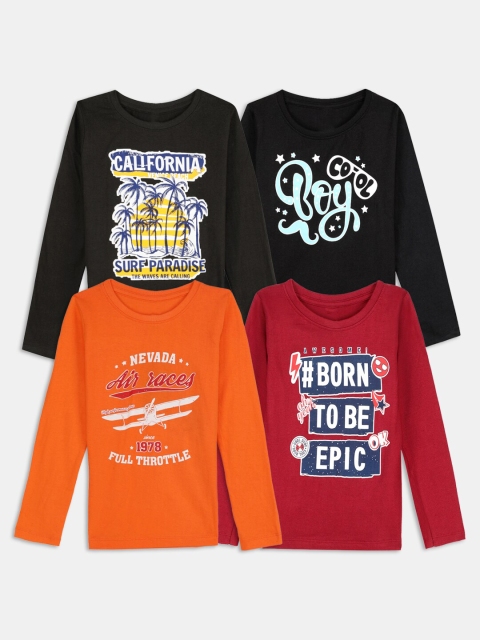 

Hopscotch Boys Multicoloured Typography 5 Printed Applique T-shirt, Multi