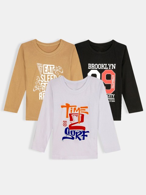 

Hopscotch Boys Multicoloured Typography 3 Printed Applique T-shirt, Multi