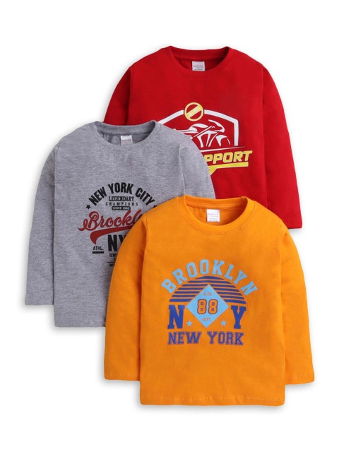 

Hopscotch Boys Multicoloured Typography 3 Printed Applique T-shirt, Multi