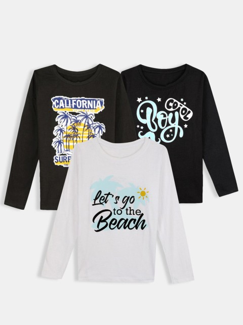 

Hopscotch Boys Multicoloured Typography 3 Printed Applique T-shirt, Multi